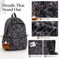 thumbnail image 5 of Sunyuer Women Vintage Leopard Print Backpack, Large Capacity Lightweight Laptop Bookbag, Aesthetic Canvas School Backpack for College Students, Casual Travel Daypack with Cute Plush Bear Pendant, 5 of 9