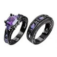thumbnail image 2 of Womens Heart Shaped Alloy Ring Set Electroplated Black Gold Finish With Purple Zircon Stone Fashion Jewelry, 2 of 4