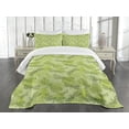 thumbnail image 3 of Ambesonne Sketchy Quilted Bedspread Set 3 Pcs, Floral Dragonfly Wings, Queen Size, Pale Green Dark Green, 3 of 5