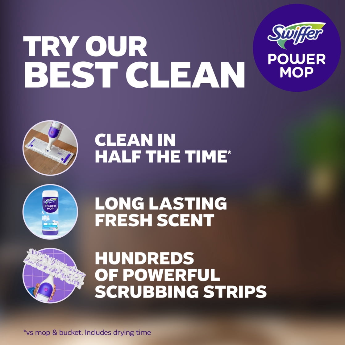 Swiffer Power Mop Multi-Surface Kit for Floor Cleaning, Fresh Scent