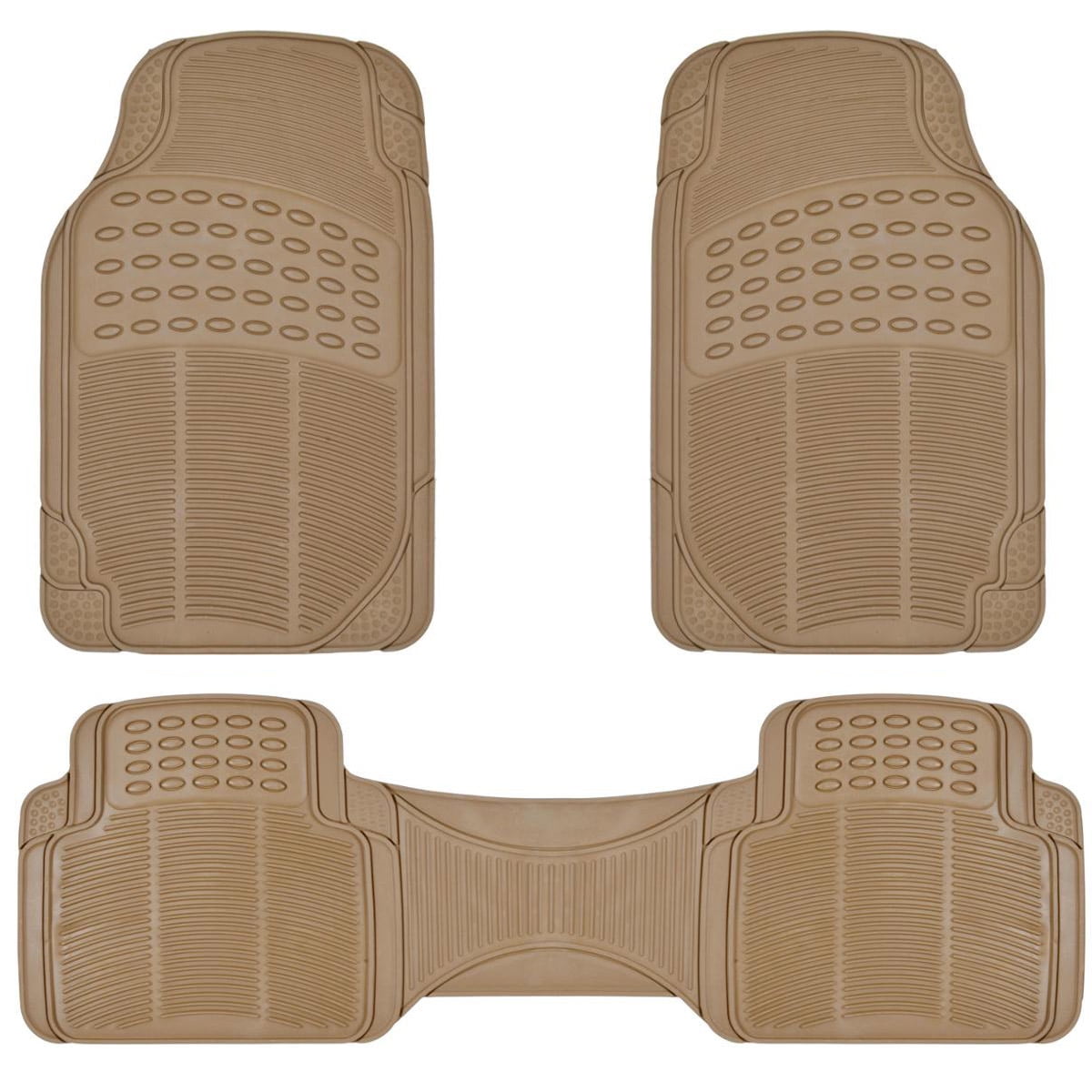BDK 3 Pieces Heavy Duty Carpet Floor Mats for CAR SUV Van Light Beige Extra Thick Carpet with Rubber Backing Multiple Colors