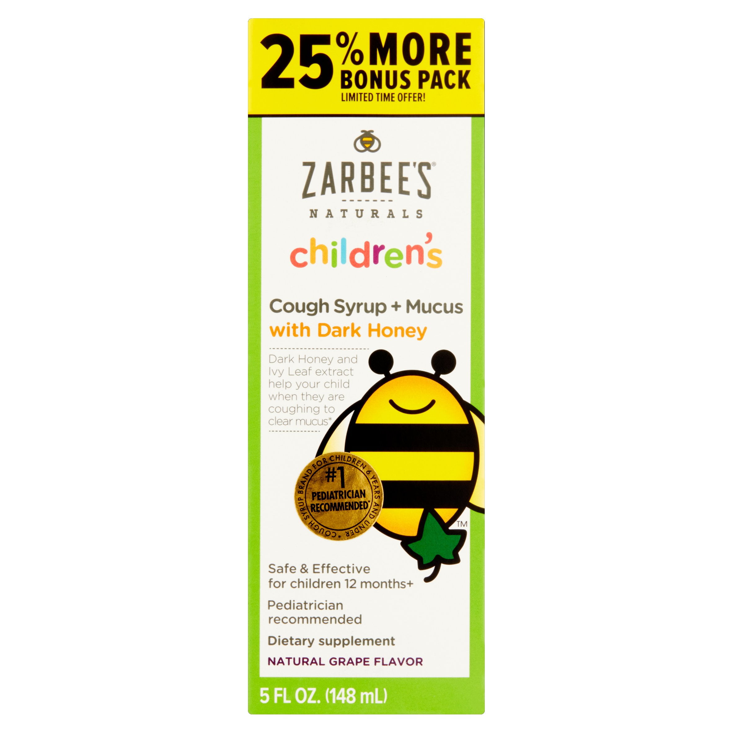 Zarbee's Naturals Children's Natural Grape Flavor Cough Syrup + Mucus