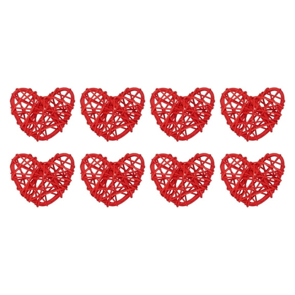 Uxcell 20Pcs Heart Shaped Rattan Ball Vase Filler Natural Rattan for Wedding Home Decoration Red 2 in
