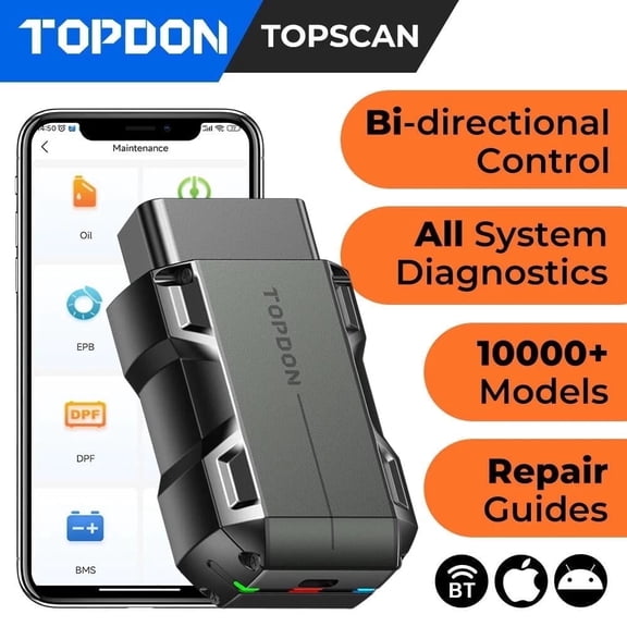 TOPDON TopScan Bluetooth OBD2 Scanner - Bi-Directional, All-System Diagnostics