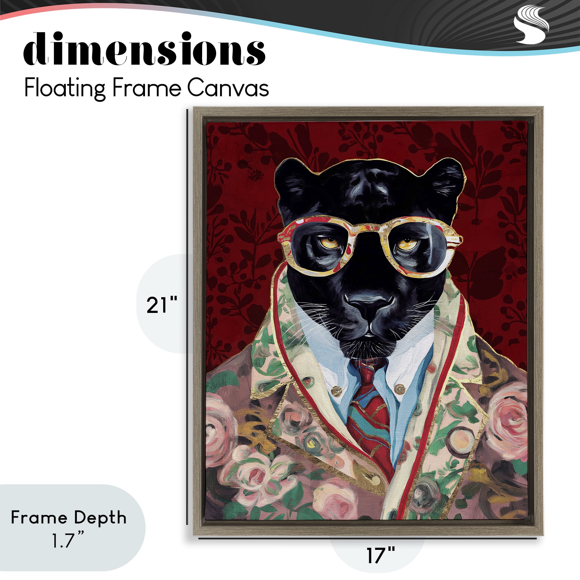 Stupell Industries Fashionable Scarlet Panther Brown Framed Floater Canvas Wall Art, design by Svetlana Aleynikova