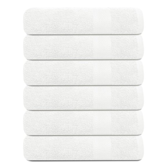 Juego de toallas de baño TEXCRAFT de algodón blanco, 24 x 50 cm, paquete de 6