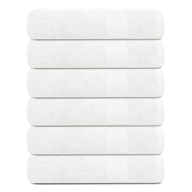 Juego de toallas de baño TEXCRAFT de algodón blanco, 24 x 50 cm, paquete de 6