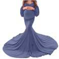 thumbnail image 2 of Taqqpue Womens Off the Shoulder Maternity Dress for Photoshot Baby Shower Puff Sleeve Slim Fit Gown Flowy Ruffle Stretchy Long Maxi Dress Photography Dress Pregnancy Dresses, 2 of 9