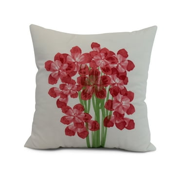 Simply Daisy, 18 x 18 inch, Florpalida, Floral Print Pillow, Red