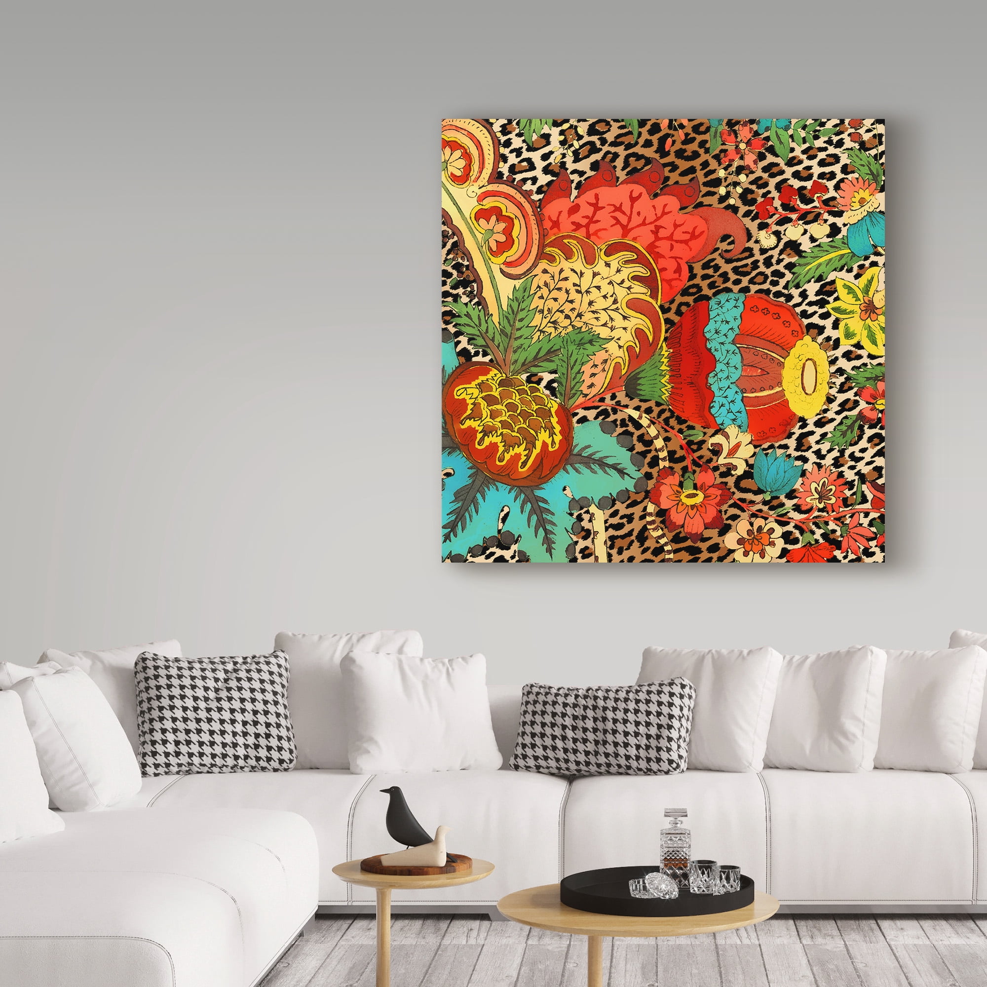Trademark Fine Art 'Floral Leopard 2' Canvas Art by Jean Plout