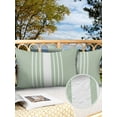 thumbnail image 3 of Outdoor Waterproof Throw Pillow Covers Set of 2 Sage Green Vertical Stripes Pillowcases Lumbar Outdoor Pillows Cushion Case 20x12 Inch Classic Striped Patio Pillows for Couch Sofa Bed Garden, 3 of 9