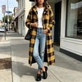 thumbnail image 6 of Edvintorg Womens Jackets Casual Plus Size Plaid Fleece Long Coat Long Sleeve Zip up Loose Hooded Outerwear Womens Clothes Yellow S-3XL, 6 of 7
