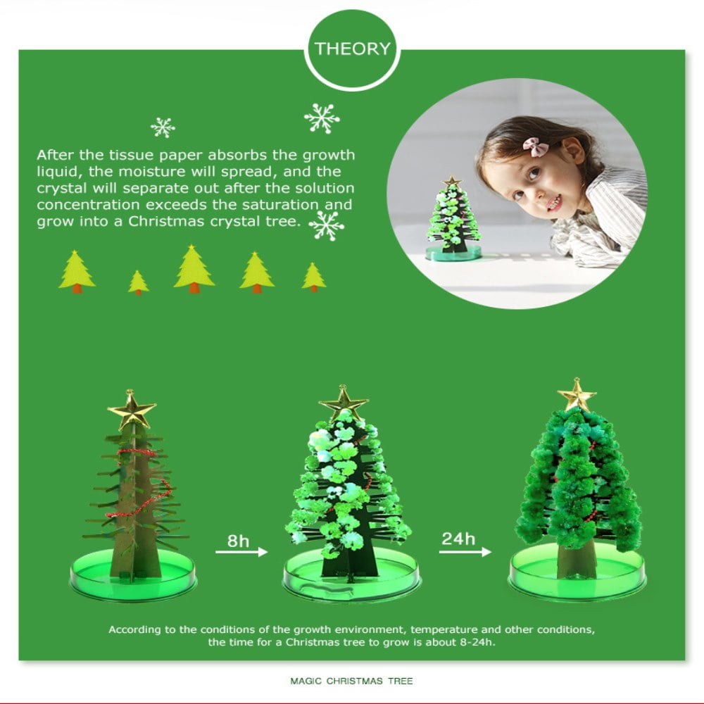 HHYSPA Magic Growing Miracle Christmas Tree，Mixed Magic Christmas Tree Crystal Growing Activity Set，Christmas Crystal Paper Decoration For Childrens Xmas Gift Crafts2pcs 