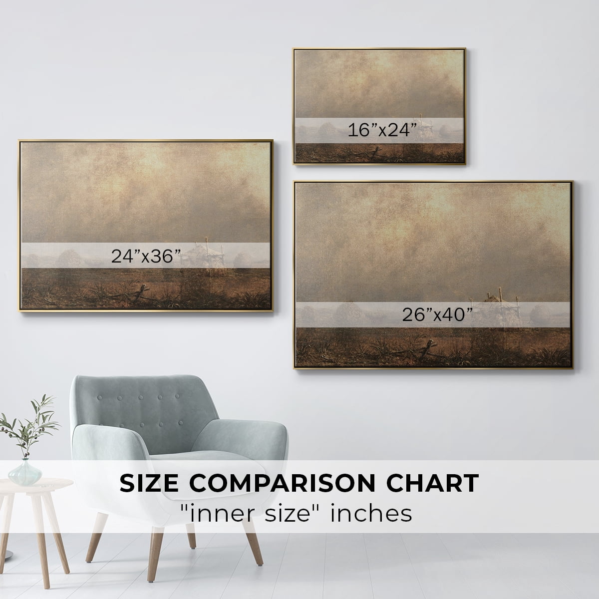 Vintage Landscape-MVIII By Wexford Home Framed in Gold Wood Gallery Wrapped Canvas 27 in. x 41 in.