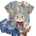 thumbnail image 5 of Mifsaly Easter Shirts for Women Short Sleeve Crewneck T-Shirt Realistic Easter Rabbit Floral Print Summer Graphic Tee Top Casual Holiday Shirt L, 5 of 5