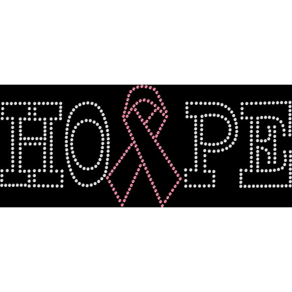 Rhinestone Bling Sparkle Iron On Transfer DIY Hope Cancer Ribbon Pink