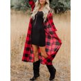 thumbnail image 2 of Aunavey Women Plaid Open Front Kimono Coat Casual Lightweight Long Cardigan Outwear, 2 of 4
