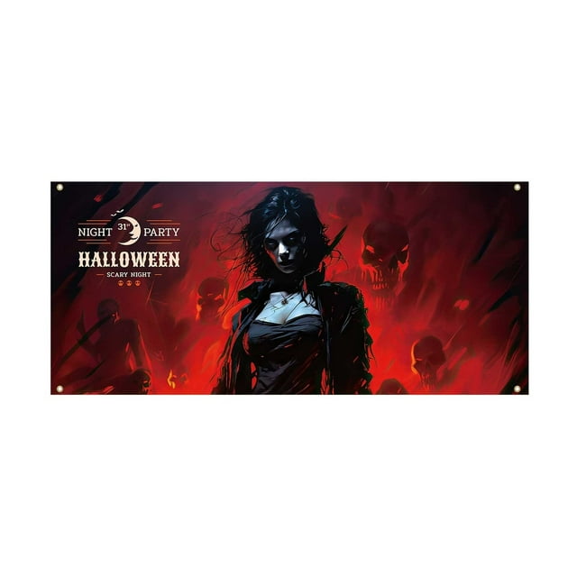 Dsscvnef Halloween Garage Banner Haunting Graphics for Car Enthusiasts Durable Fabric Easy Setup Themed Party Decoration