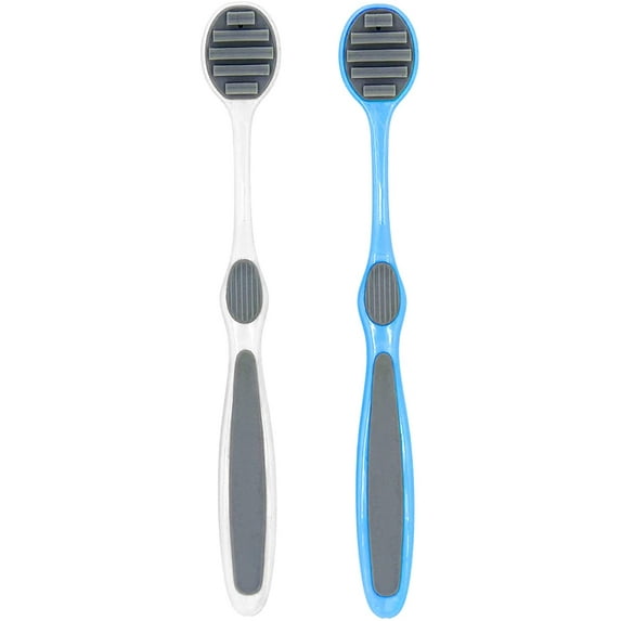 Dual Clean Tongue Scraper, Oral Thrush Cleaner for Adults and Kids - Pack of 2 (Colors Vary)