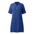 thumbnail image 5 of VNKIDY Comfortable Women Dresses Casual V-Neck Dress With Pockets And Buttons Comfortable Everyday Summer Fall Dress Flowy Relaxed Fit Solid Color, 5 of 6
