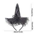 thumbnail image 3 of Mauxuk Witch Hat Headband for Halloween Costume, Elegant Lace & Sequins Hair Accessory, Bow Headband with Plume for Women (Purple, Red, Black, Orange, Gold), 3 of 6