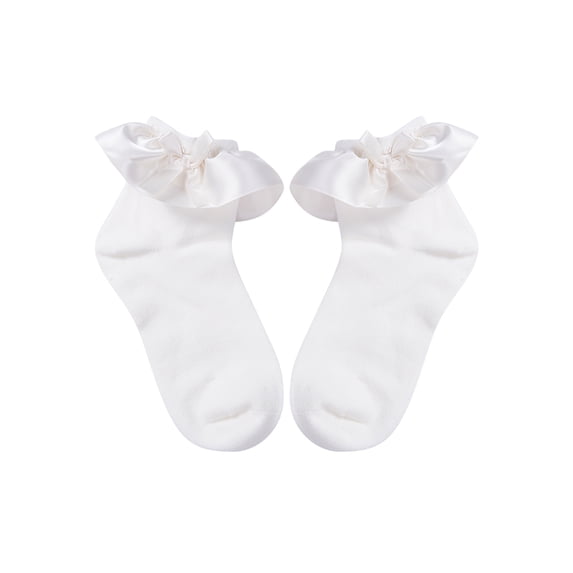 Dewadbow Newborn Baby Cotton Socks Ruffle Lace Princess Combed Ribbon Sock