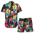 thumbnail image 1 of TIMIFIS Mens Hawaiian Short Sleeve Shirt Suits Flower Print Suits Tropical 2PC Sets Button Down Shirts And Shorts OutfitFall, 1 of 5