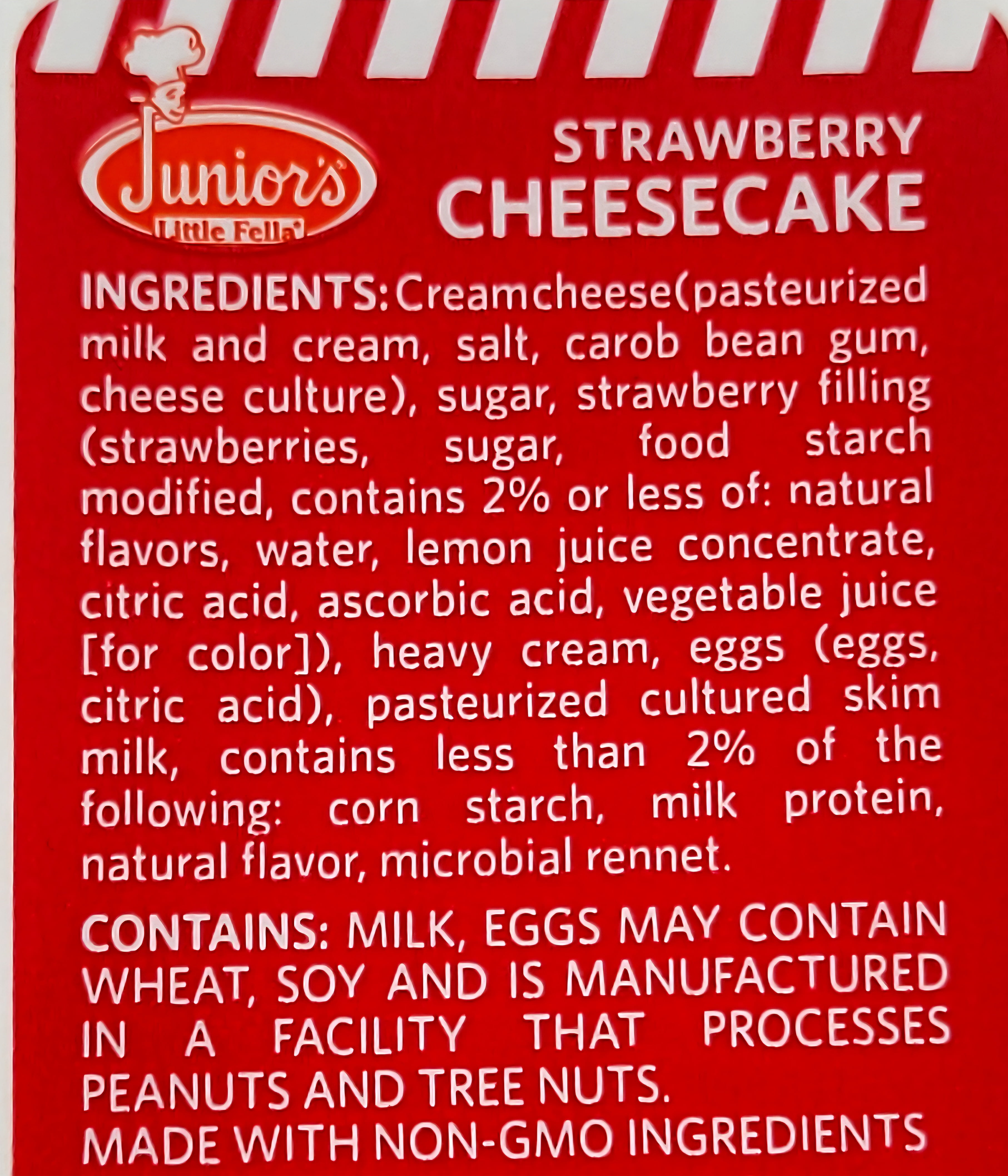Junior's Little Fellas Strawberry Topped New York Style Cheesecake, 4 oz, Frozen