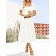 thumbnail image 3 of Vestido ZESICA para mujer, estilo bohemio, floral, midi, blanco, talla XL, 3 of 7