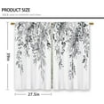 thumbnail image 2 of Eucalyptus Grey Leaves Kitchen Curtains Black White Botanical Floral Plant Small Short Cafe Window Curtains Flower Herb Bathroom Drapes Treatment Tier Curtains 2 Panels (27.5x39 Inch), 2 of 6