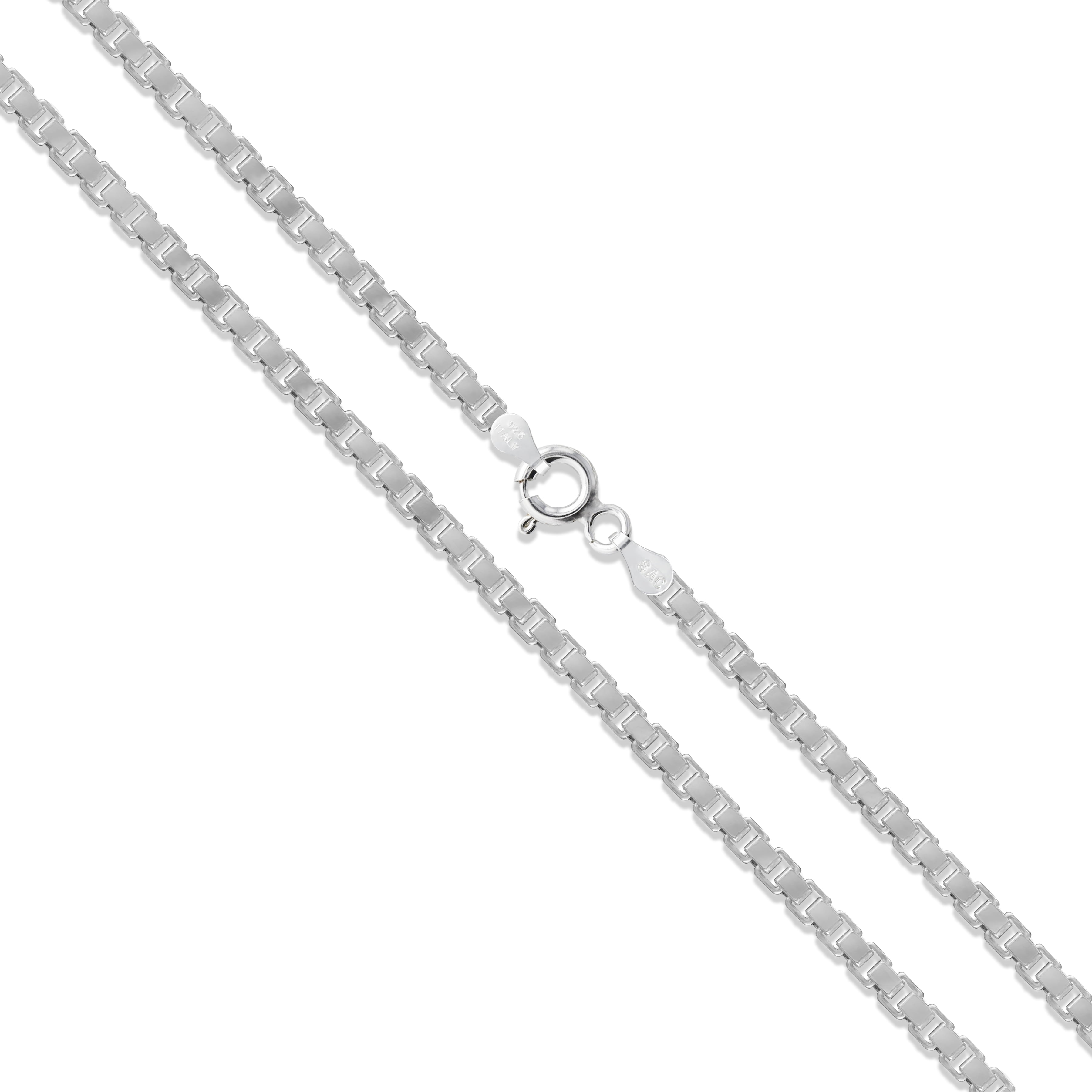 Sterling Silver Box Chain 2.4mm Genuine Solid 925 Italy Necklace