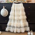 thumbnail image 4 of DHFJKG Tutus For Women Mesh Layered Ruffle Skirts High Waist Flared A-Line Loose Fit Elegant Party Casual Wear Stylish Skirt, 4 of 5
