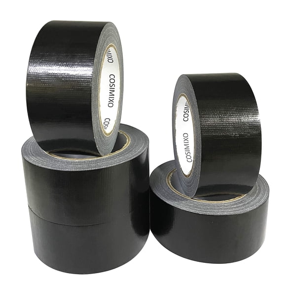 COSIMIXO 5-Pack Black Heavy Duty Duct Tape, 2 inches x 30 Yards, Strong, Flexible, No Residue, All-Weather and Tear by Hand - Bulk Value for Repairs,