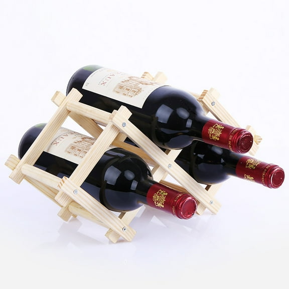 Solid Wood Folding Wine Racks Foldable Wine Stand Wine Holder for Kitchen Bar Display Shelf (3 Bottles, Burlywood)