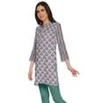 thumbnail image 2 of Moomaya Printed Indian Short Kurti Dress Poly Crepe Tunic Close Collar Mini Dress, 2 of 5