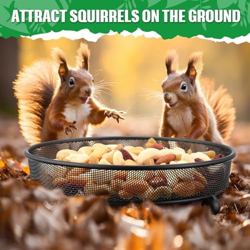 4 Pcs Ground Bird Feeder Tray 7 Inches Platform Bird Feeder for Outside Metal Squirrel Feeders Rust Resistant Mesh Seed Tray Garden Yard Decoration for Outdoor Wild Dove(Round)