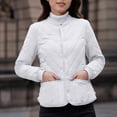 thumbnail image 2 of XPMWRP Women's Oversized Quilted Jacket Fall Casual Puffer Coats Collarless Long Sleeve Button Down Padded Outerwear White XXL, 2 of 9