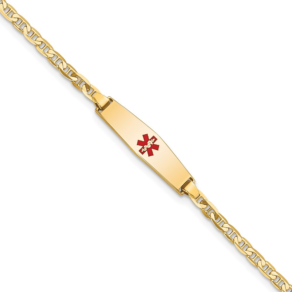 Auriga Fine Jewelry 14K Yellow Gold Soft Flat Anchor Link Id Bracelet 6 inch for Women(L- 6inch, W- 5.5mm)