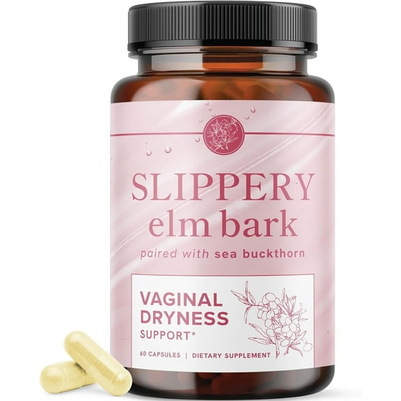 Vaginal Dryness Support with Slippery Elm Bark | Vaginal Moisture & Vaginal Health Support | 60 Capsules