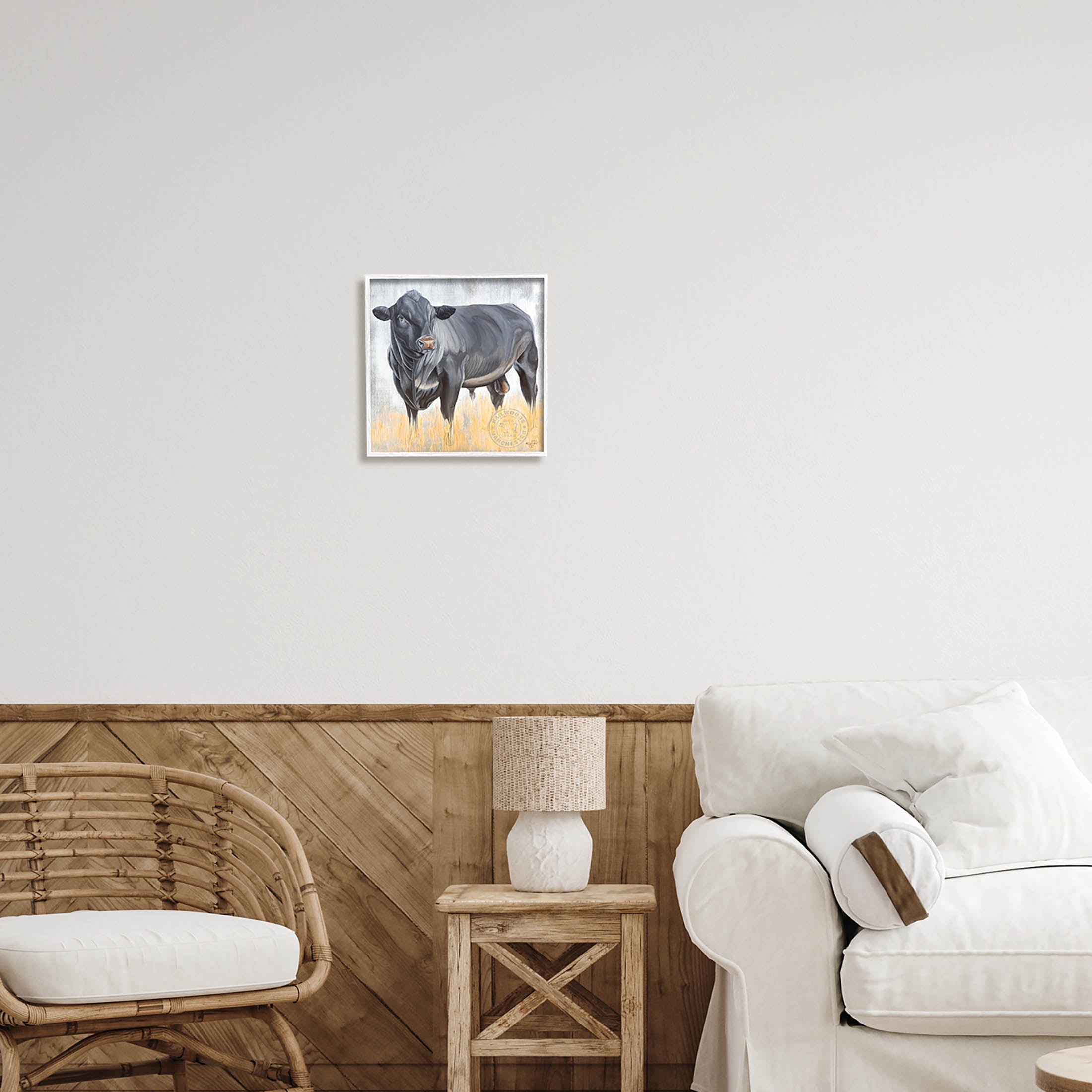 Stoic Cattle Farm Portrait Animals & Insects Graphic Art White Framed Art Print Wall Art