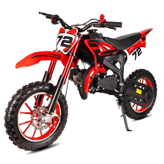 MX Moto Mini Dirt Bike for Kids 8–14, 49cc Dirt Bike, 2-Stroke Gas Powered, 28MPH Off-Road Youth Motorcycles with Dual Disc Brakes, Rear Suspension & Soft Seat