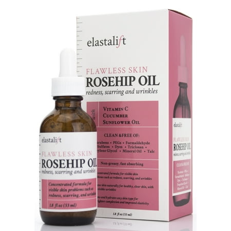 1.8 fl oz Elastalift Rosehip Oil for face with Vitamin C and Cucumber. Pure Rosehip face oil helps with Wrinkles, Scarring, and Redness for a brighter skin complexion.  (53 (Best Product For Acne Scars And Redness)