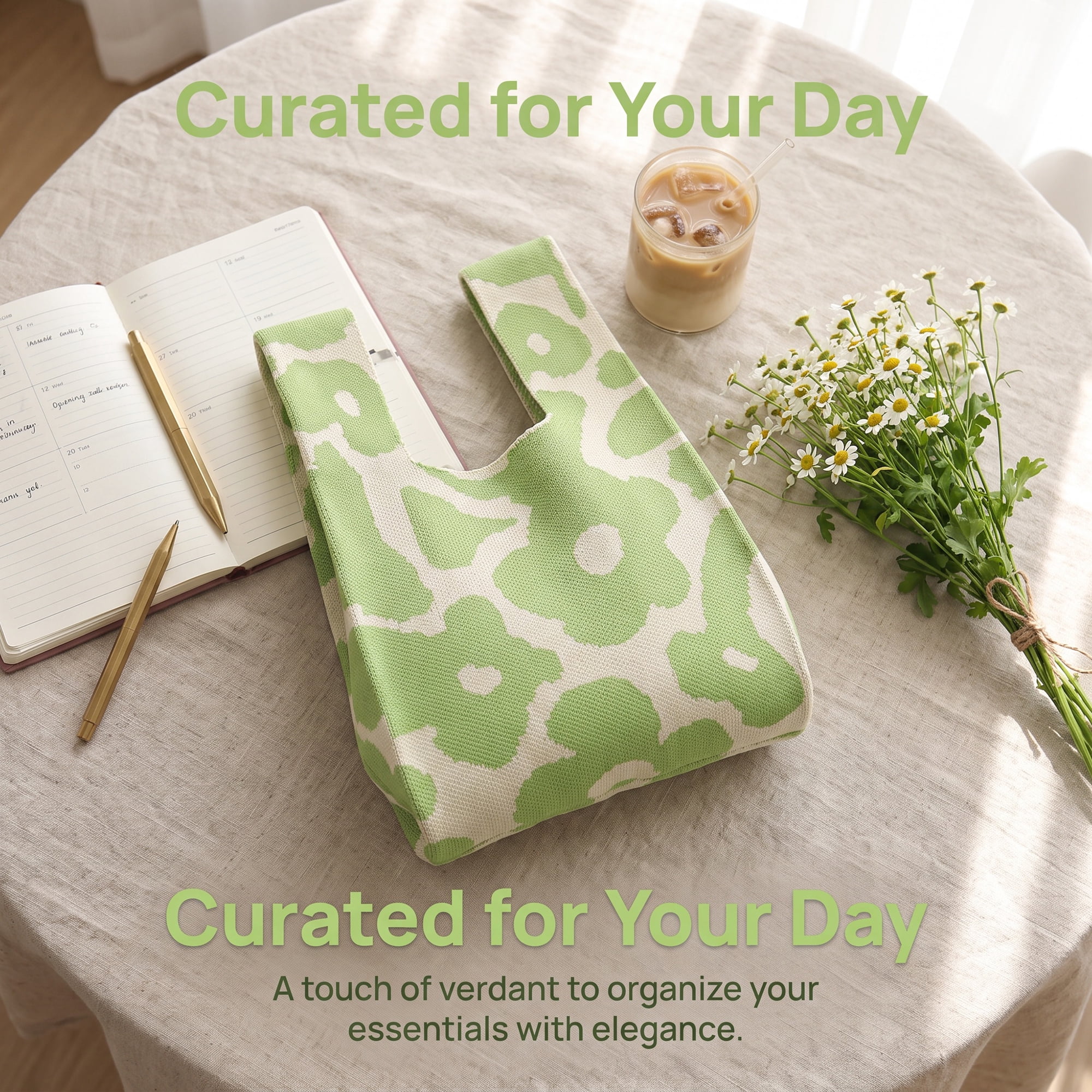 Unique Bargains Cute Cartoon Gift Bags with Handles for Parties 7.5" x 13.4" Green Flowers