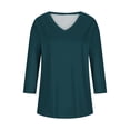 thumbnail image 4 of 3/4 Length Sleeve Womens Tops V Neck Soft Shirt Business Casual Trendy Spring Blouse Loose Work Office Outfits, 4 of 4