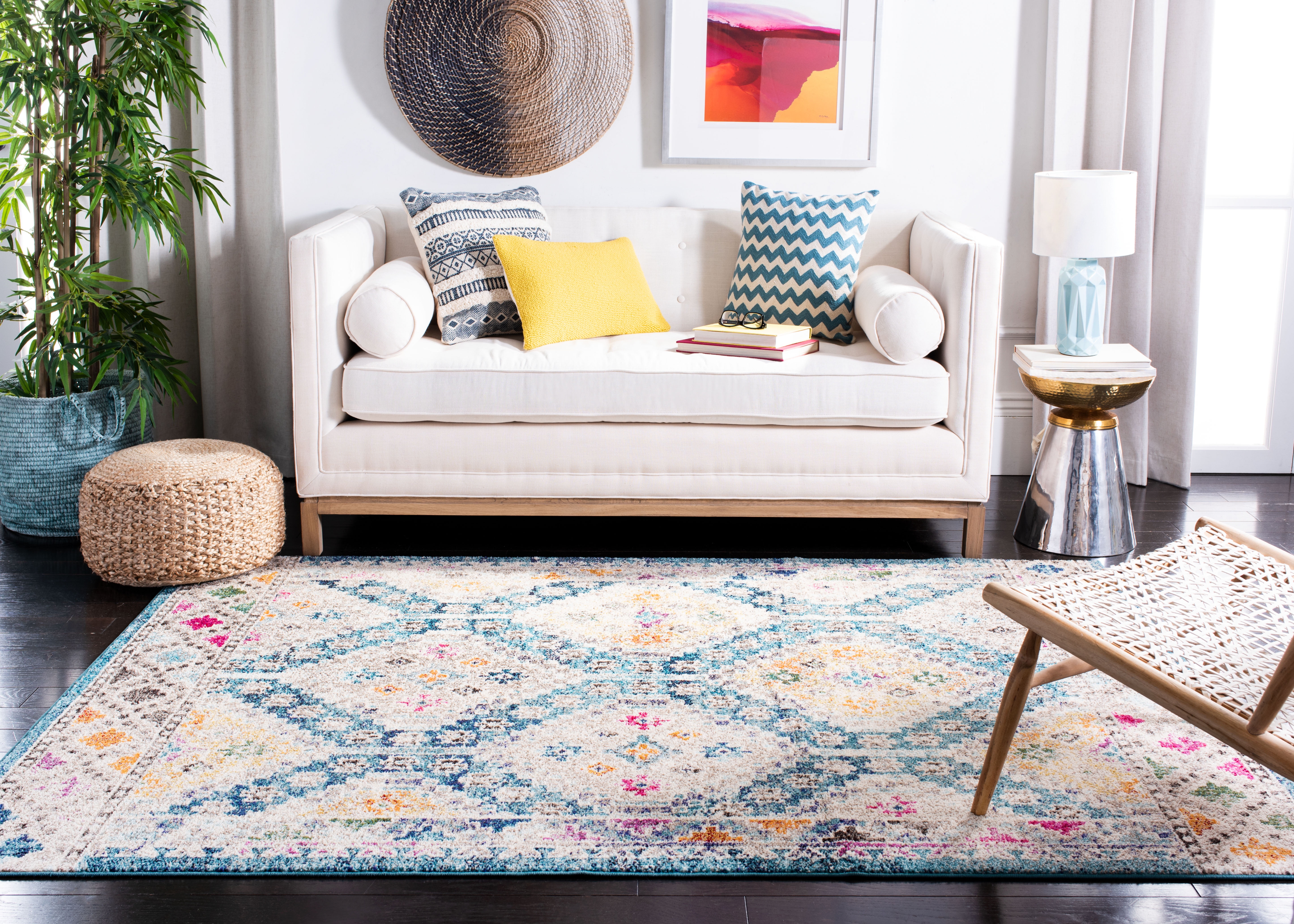 Safavieh Madison Lanford Southwestern Area Rug, Dark Blue/Yellow, 5'3" x 7'6"