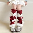 thumbnail image 2 of CPNG Winter Warm Leg Warmers High Lolita Bow Colorblock Leg Sleeve Socks for Girls Kawaii Knitted Legwarmers Cute Soft Socks Accessories Kids Fashion Socks, 2 of 6