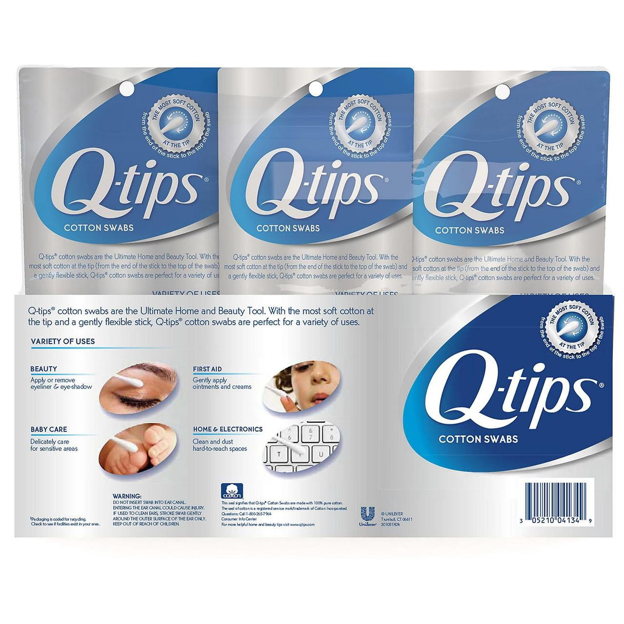 Q-tips Cotton Swabs, 625 Count, 2 Pack, 500 Count, 1 Pack