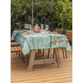thumbnail image 2 of Outdoor Tablecloth with Umbrella Hole and Zipper, Teal Beach Coastal Rectangle Table Cloth 52x70 Inch Waterproof Tablecloth, Summer Nautical Coral Shell Botanical Vintage Picnic Table Cover for Patio, 2 of 7