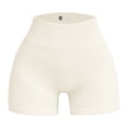thumbnail image 6 of Womens Seamless Biker Shorts High Waist Ribbed Tummy Workout Yoga Leggings Shorts Active Wear Beige M, 6 of 8