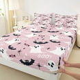 thumbnail image 3 of Manfei Pink Gothic Halloween Bed Sheets Set Queen Size, Spooky Ghost Bed Sheets Queen, Bat Print Bedding Queen Size, Super Cozy Bedroom Decor, 4 Pieces, 3 of 7